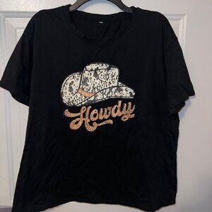 No Brand Black Howdy T-shirt size 2XL